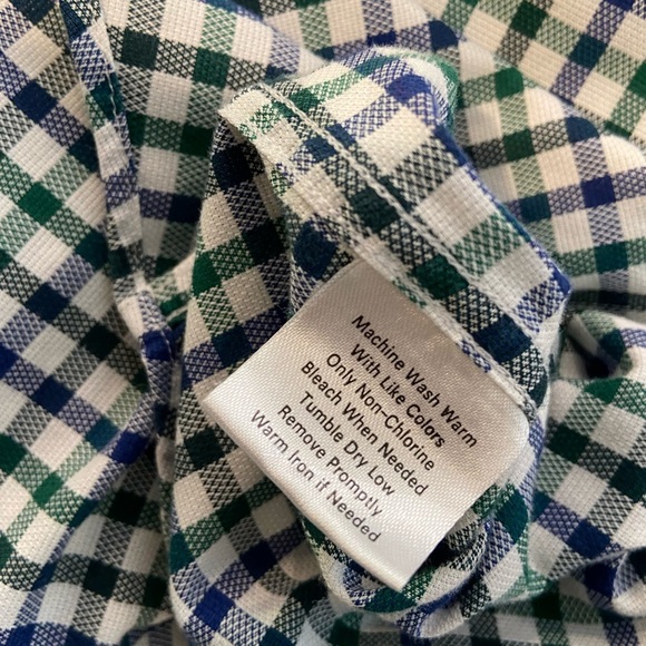 Esquire Size 15 Performance Slim Fit Non Iron Blue Green Plaid Button Down Shirt - Picture 11 of 13